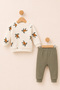 Baby Ribbed Camisole with Turtle Pattern and Snap Fasteners on the Shoulder, 2-Piece Top and Bottom Set - 8