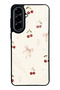 Samsung A57 Glossy Phone Case with Cherry Pearl Lace Design