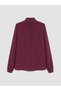 Plum Scarf Collar Rose Detailed Chiffon Blouse - 7