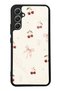 Samsung A34 Glossy Phone Case with Cherry Pearl Lace Design