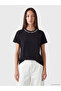 Özmarka New Season Black Crew Neck Beaded Embroidered Blouse
