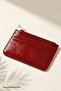 Zippered Red Card Holder Wallet