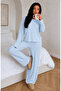 Women's Long sleeve Soft Pajama Set with Brushed Fabric – Relaxed Fit , Crew Neck, Top Bottom Set