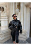 Oversized Leather Jacket with Front Flap - 5