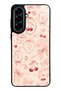 Samsung A57 Glossy Phone Case with Cherry Coquette Toile Design