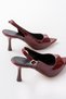Zri̇n-717 burgundy patent leather pointed toe heeled women's sandals 8.5 cm - 6