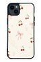 iPhone 14 Plus Glossy Phone Case with Cherry Pearl Lace Design