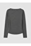 Özmarka New Season Anthracite Boat Neck Gathered Blouse - 7