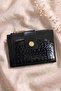 Crocodile Pattern Black Wallet with Snap Fasteners - 2