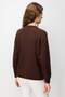 Women's Crew Neck Side Knit Embroidered Wool Cardigan Dark Brown - 4