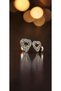 Gray Crystal Stone Gold Color Heart Shaped Steel Earrings - Tarnish Resistant - 3