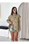 Double Breasted Collar Short Trench Coat - 2