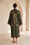 Women's Muslin Long Kaftan – Stone Printed Bohemian Kimono - 2