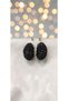 All Black Crystal Stone Gold Color Detailed Thick Half Hoop Earrings - Steel Does Not Tarnish