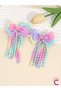 Set of 2 Pastel Rainbow Ribbon Spiral Bow Hair Clips 8cm - Year-End Show School Hair Clips - 6
