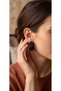 All Black Crystal Stone Gold Color Detailed Thick Half Hoop Earrings - Steel Does Not Tarnish - 2