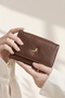 Brown Wallet with Logo Detail and Snap Fasteners - 2