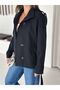 Double Breasted Collar Short Trench Coat - 4