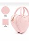 Pink Shk236 Faux Leather Zippered Single Compartment Heart Model Hand, Arm and Shoulder Bag - 6