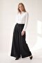 Black wide leg linen trousers