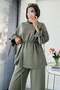 Premium Shirred Detailed Double Face Trouser Set - Khaki - 4