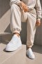 Women's 5 cm Heeled, Thick Platform Sole, Stylish, Lace-Up Sneaker White - 2