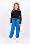 Girl's Ribbed Crop and Stripe Detailed Tracksuit Set - 2