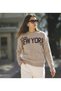 Crew Neck New York Text Detailed Oversize Long Sleeve Soft Textured Knitwear Sweater Aw26Kz00021 - 4