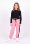 Girl's Ribbed Crop and Stripe Detailed Tracksuit Set - 2
