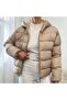 Women's Beige Inflatable Puffer Coat with Zipper for Winter - 6