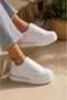 Women's 5 cm Thick Sole Sneaker with Glitter Detail Casual Sports Shoes - White - 2
