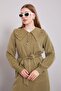Wide Collar Zippered Cupra Cap Khaki - 3