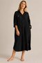 Women's Black Long Shirt Muslin 100% Cotton Oversize Dress - Without Belt - 6