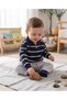Classic Polo Collar Linen Pants Striped Knitwear Sweater Baby Boy Set - 2