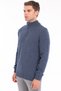 Indigo Men's 80% Wool 20% Acrylic Rice Knit Half Zipper Stand Collar Knitwear Sweater Trist-5365 - 4