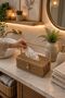 Livia Knitted Napkin Holder Box with Lid Decorative Desktop Napkin Box Organizer with Handle - 4
