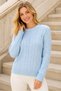 Women's Round Neck Long Sleeve Hair Braided Soft Textured Trendy Casual Baby Blue Knitwear Sweater - 5