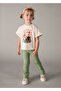 Girl's Loose-Fit Ribbed Green Leggings - 03720 - 2