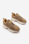 Women's Suede Textured Mesh Detailed Multi-Piece Thick Sole Lace-Up Casual Sneaker Terita Camel Suede - 5