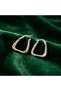 Women's Silver Oxidized Special Design Geometric Triangle Hoop Earrings - Lettered, Star and Heart Patterned Clip-On Vintage Model - 5