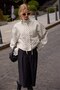 White Mini Polka Dot Jacket with Tie at the Waist - 9788