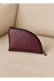 Women's Burgundy Basket-Patterned Bow-Decorated Wallet Shoulder Bag - 3