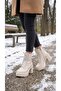 Side Zippered Lace-Up High Thick Heeled Women's Long Boots - 6