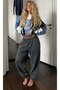 Washable Look High Waist Elastic Waistband with Pockets Wide Leg Oversize Jogger Sweatpants Aw26Ea0002 - 2