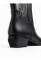 Women's Black Shiny Leather Heeled Cowboy Boots - 2