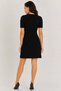 Women's Black Ribbed Knitwear Dress Short Sleeve Crew Neck Casual Dress - 2