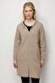 Women's Hooded Basic Long Wool Cardigan Dark Beige