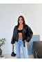 Women's Oversized Shirt Collar Faux Leather Jacket with Zipper and Elastic Hem Belt - 3