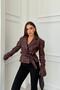 Zr Double-Breasted Belted Buttoned Leather Jacket - 4