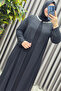 Women's Clothing Plus Size Chiffon Evening Dress with Sleeves and Rhinestones on the Front - 7